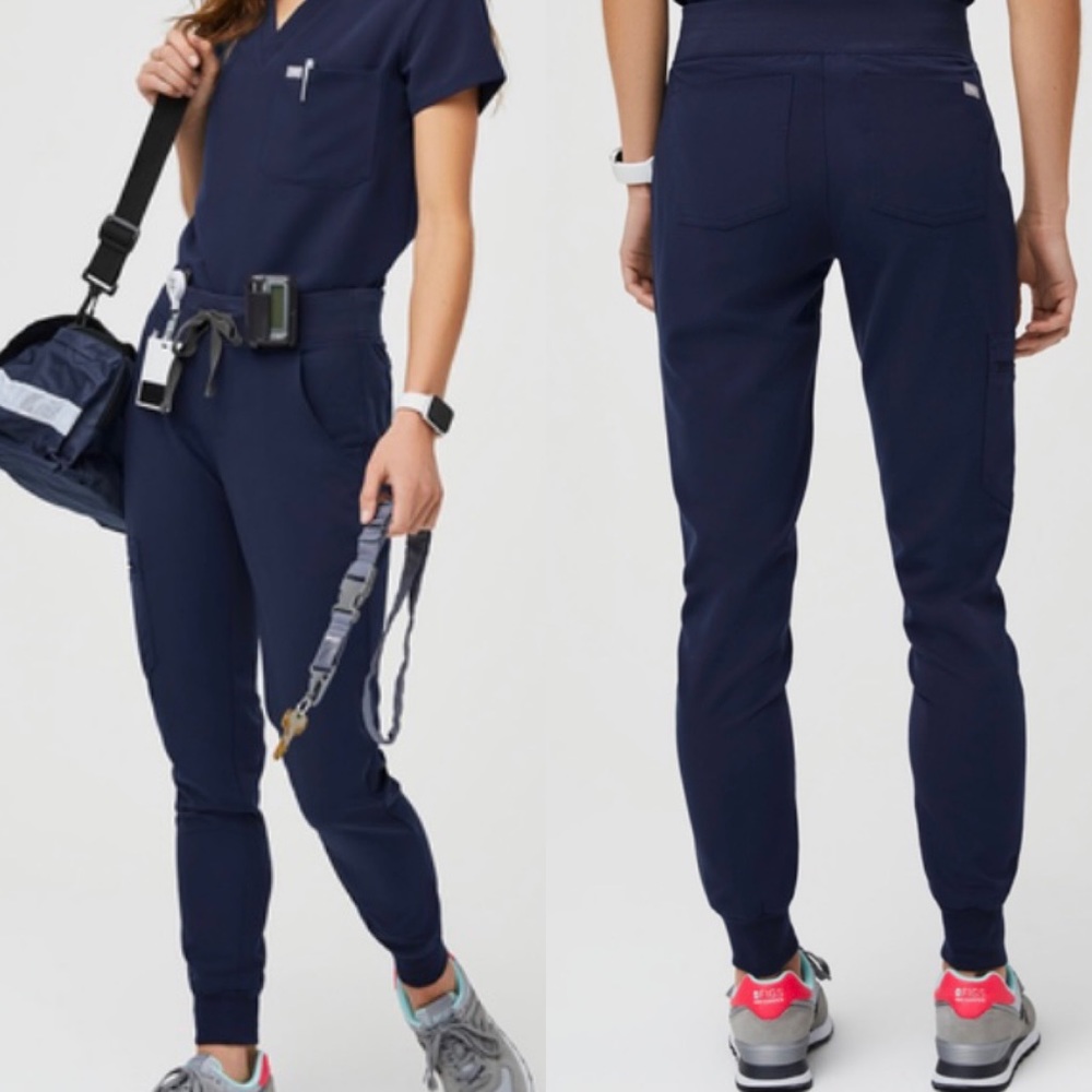 Figs Womens Zamora Jogger Scrub Pants Size Large dark blue Drawstring